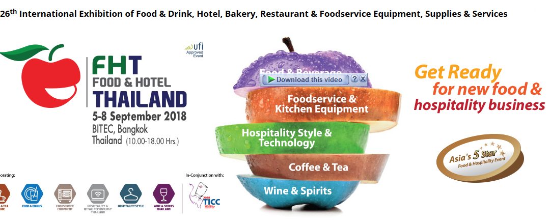 PAC will be present at Food & Hotel THAILAND 2018 from 5-8 September 2018